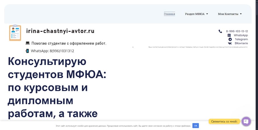 Irina-chastnyi-avtor.ru - частный автор студенческих работ